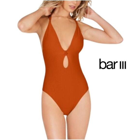 Bar III Like It Or Knot One-Piece Swimsuit | Size XS | Burnt Orange - Picture 11 of 15